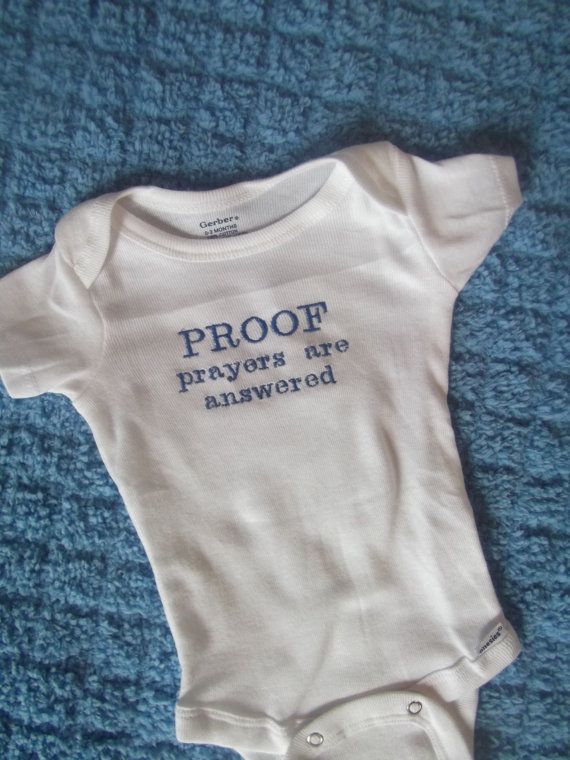 PROOF prayers are answered infant body suit with by lisalynnitems, $15.00