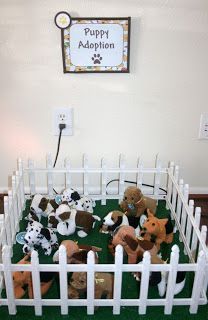Puppy Party-every child leaves with a toy pup, and adoption papers!  How cute for a future bday theme!!!