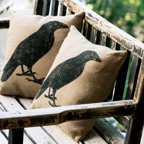 Quoth the raven, “You could totally make this burlap pillow.”