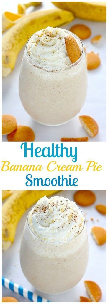 Ready in just minutes! This Healthy Banana Cream Pie Smoothie is insanely delicious and so healthy! YES!