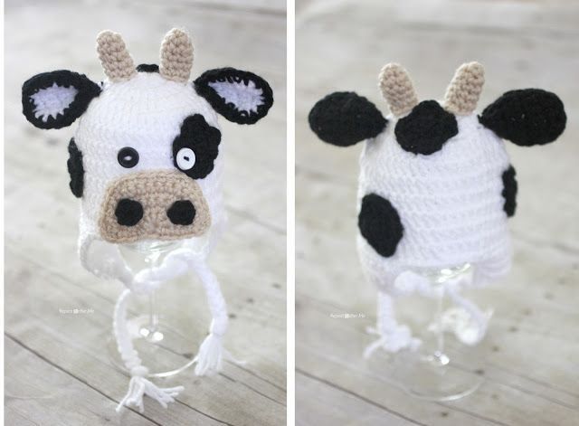 Repeat Crafter Me: Crochet Cow Hat Pattern-  Sarahs patterns are always adorable and easy to follow.