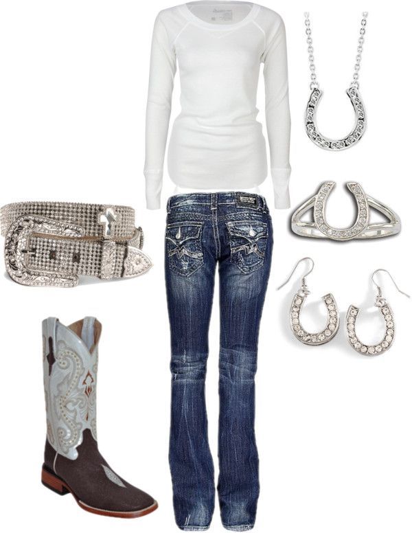 “Rhinestone Cowgirl” by ashleyelliott-1 on Polyvore dont need the boots, ill take the belt and the jeans Rodeo Wear WooHoo