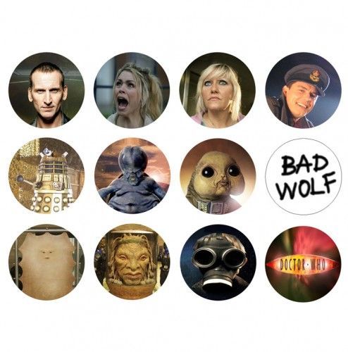 Roses face is FANTASTIC! (Doctor Who – 9th Doctor – Christopher Eccleston Set of 1 Inch Pinback Buttons) {The Doctor, Rose Tyler,