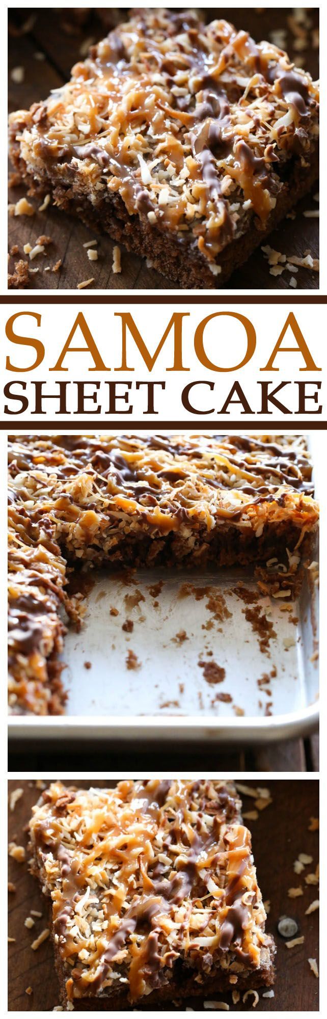 Samoa Sheet Cake… this has been deemed one of “Chef in Training”s Top 5 favorite recipes on her blog! It is one of the best