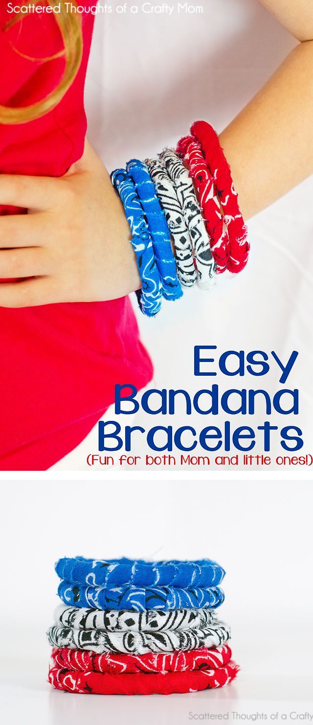 Scattered Thoughts of a Crafty Mom : No-Sew Simple Fabric Bracelet Tutorial (w/ Banadanas)