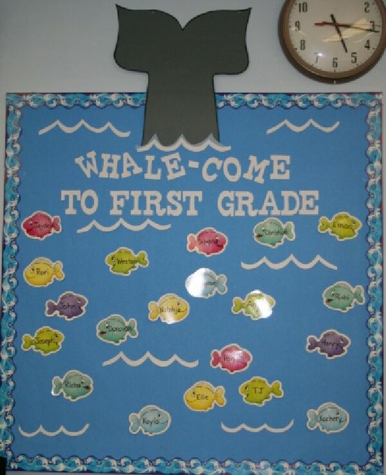 Whale-Come To First Grade Bulletin Board -   Science bulletin boards for kindergarten