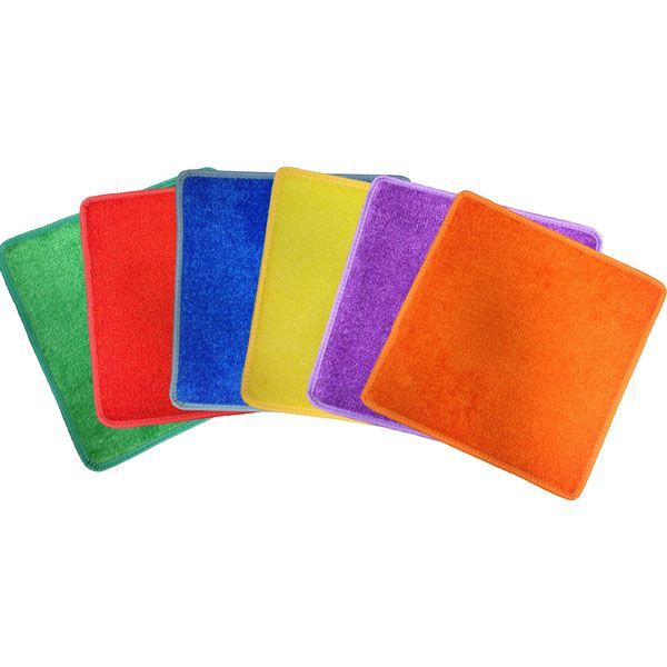 Set of 24 durable carpet squares in six vibrant colors at SCHOOLSin.