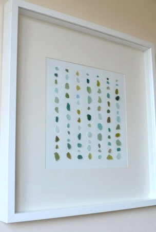 Several cute, simple ideas.  :)  10 Sea Glass Projects!  Love the frame…great to do with sea shells from trips