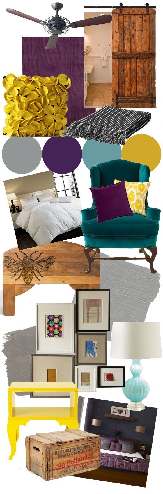 similar colors- mood board… But instead of purple, maybe navy blue. Like the bottom bedroom picture.