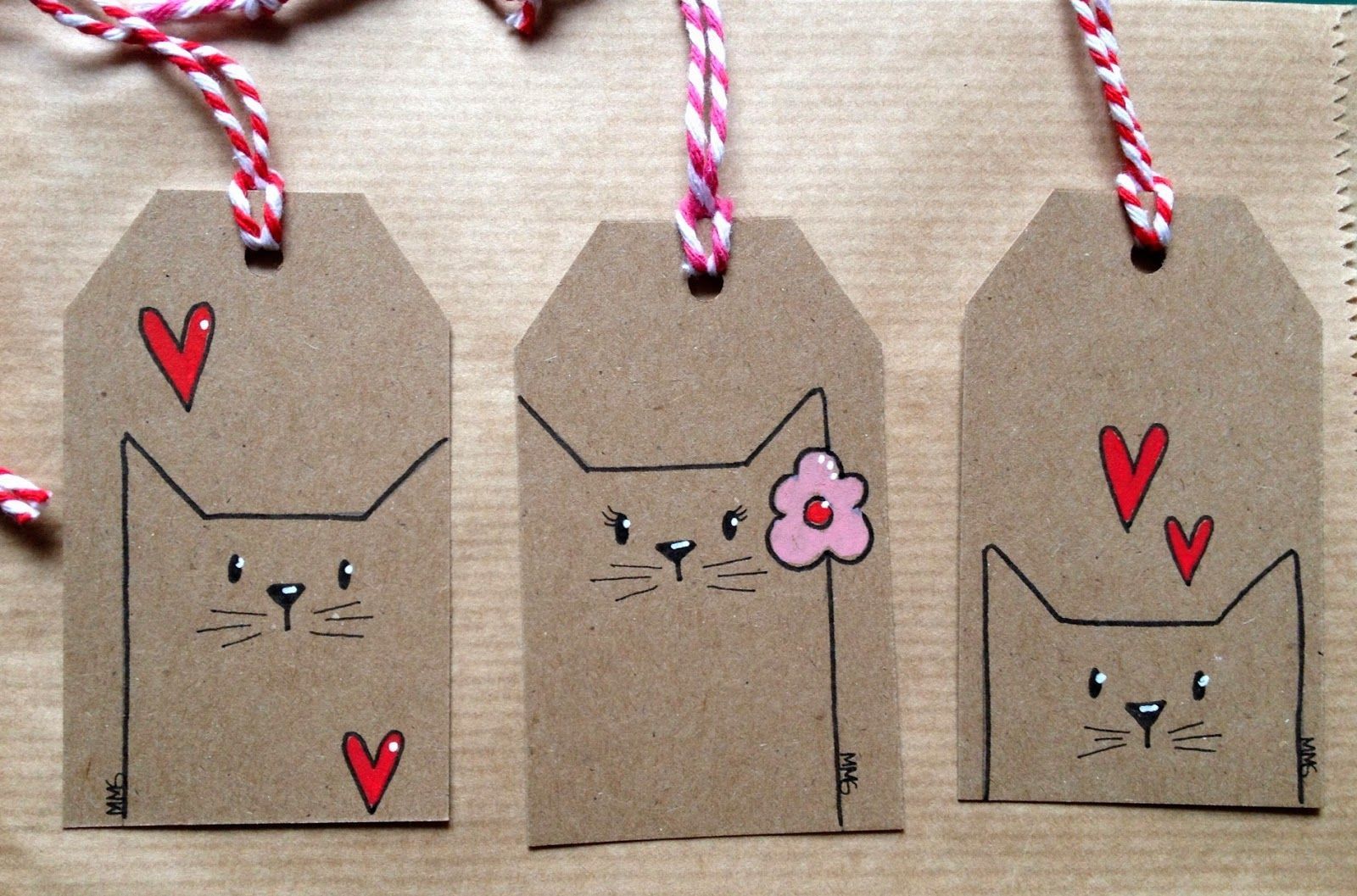 Simple little cat tags – I love the black lines and minimal color