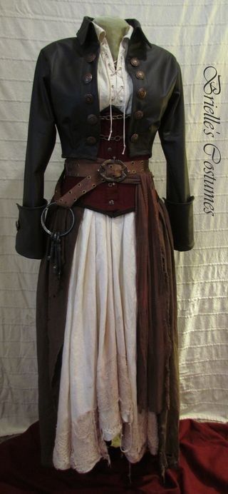 Sky Pirate costume- skirt and skirt wrap would be an easy make. So would the belt. Have pattern for the different corsets.