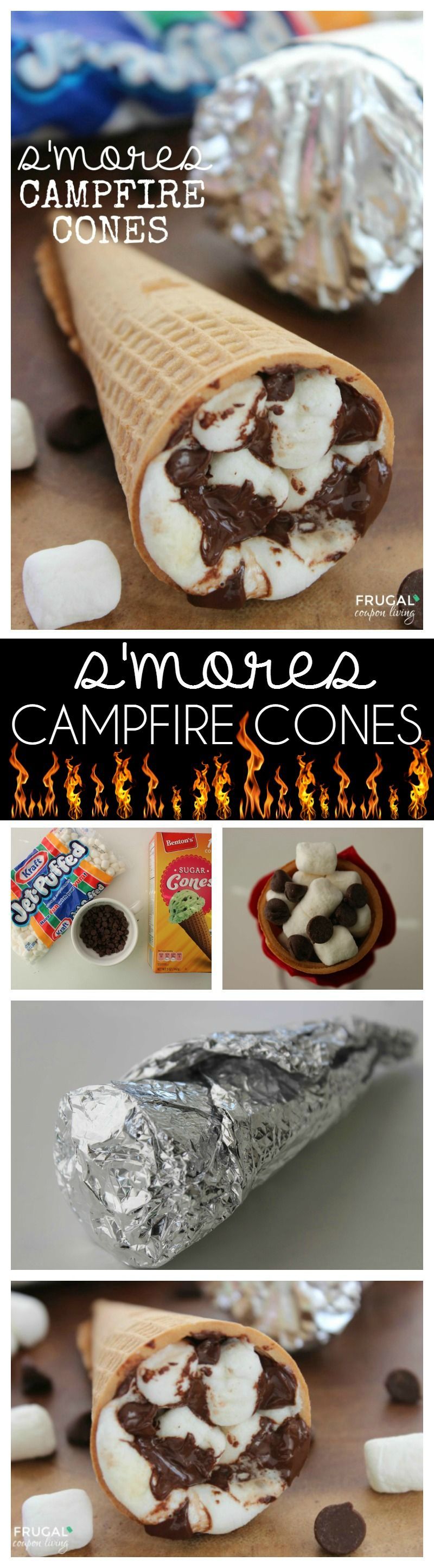 Smores Campfire Cones – this campfire recipe goes outside the box and creates the ultimate smores recipe for adults and kids on