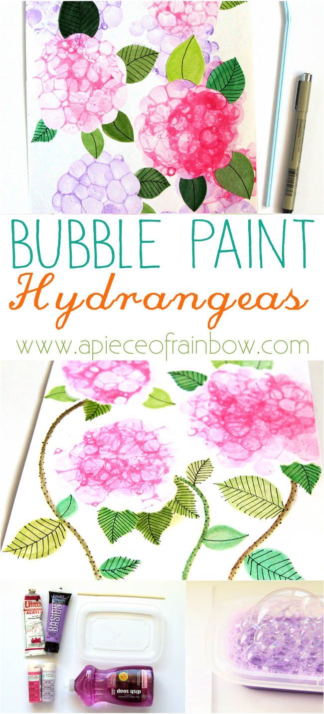 So Easy and Fun! Make Bubble Paint Flower Hydrangeas + Bubble Paint Recipe!