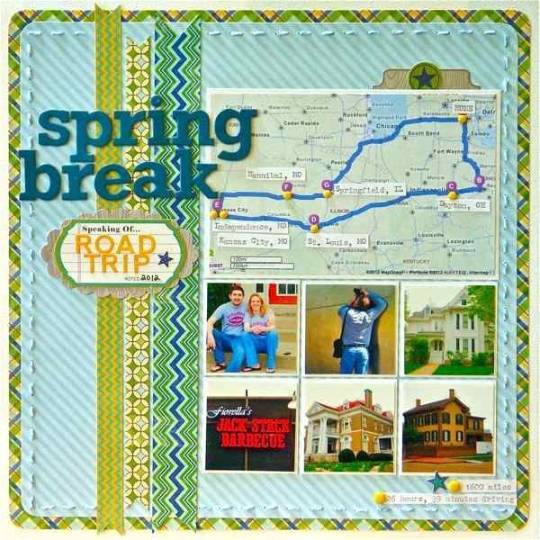 Spring break road trip. :: The map with route highlighted would be great for a title page. ::