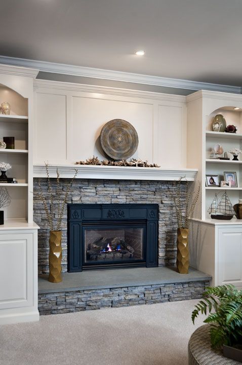 stacked stone fireplace built-ins – Google Search
