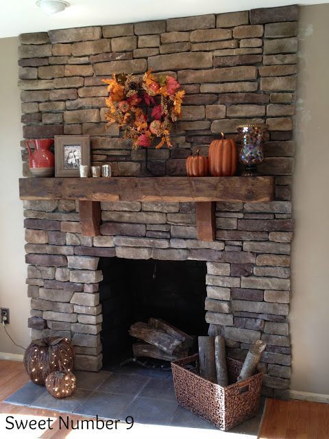 Stacked Stone Fireplace #sweetnumber9 – I wish our house had a stone fireplace. They are so majestic