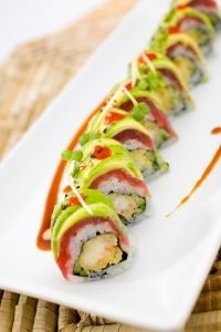 Sushi sushi sushi… love love love!  “Celtic roll” from Baba Sushi, Worcester, MA… Shrimp tempura and cucumber roll, nori wrap,