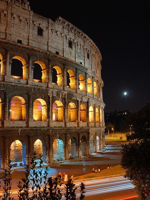 The Colosseum at Night  Rome (Italy) Rome is a lovely  memorable  Historical place to visit!  ENJOY!