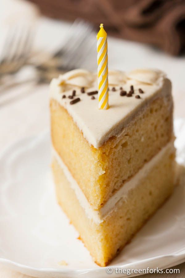 The perfect cake to celebrate your childs FIRST BIRTHDAY if they havent had eggs yet- a delicious, fluffy vegan yellow cake!