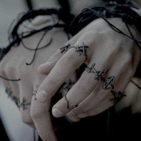 These unusual rings look like stitches . . . theyd be great for a Frankenstein costume!