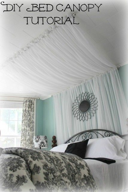This is such a creative Master Bedroom idea – check out this romantic bed canopy out of curtains. Click here to see the tutorial.