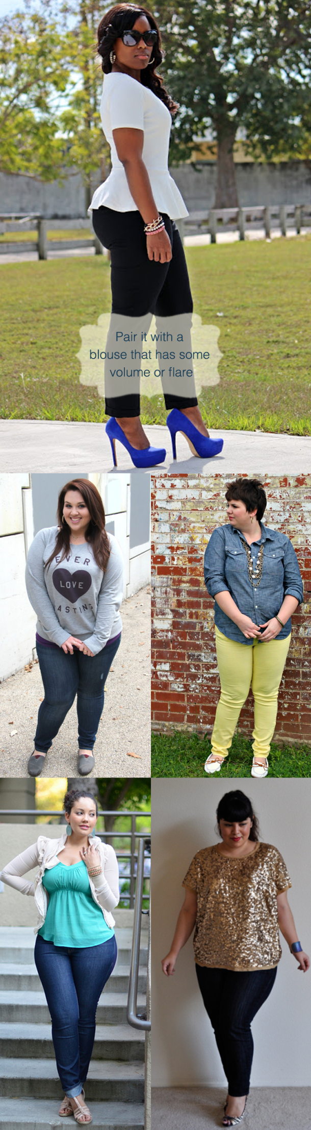 Tips-for-curvy-women-to-wear-skinny-jeans in style.. plus size fashion tips