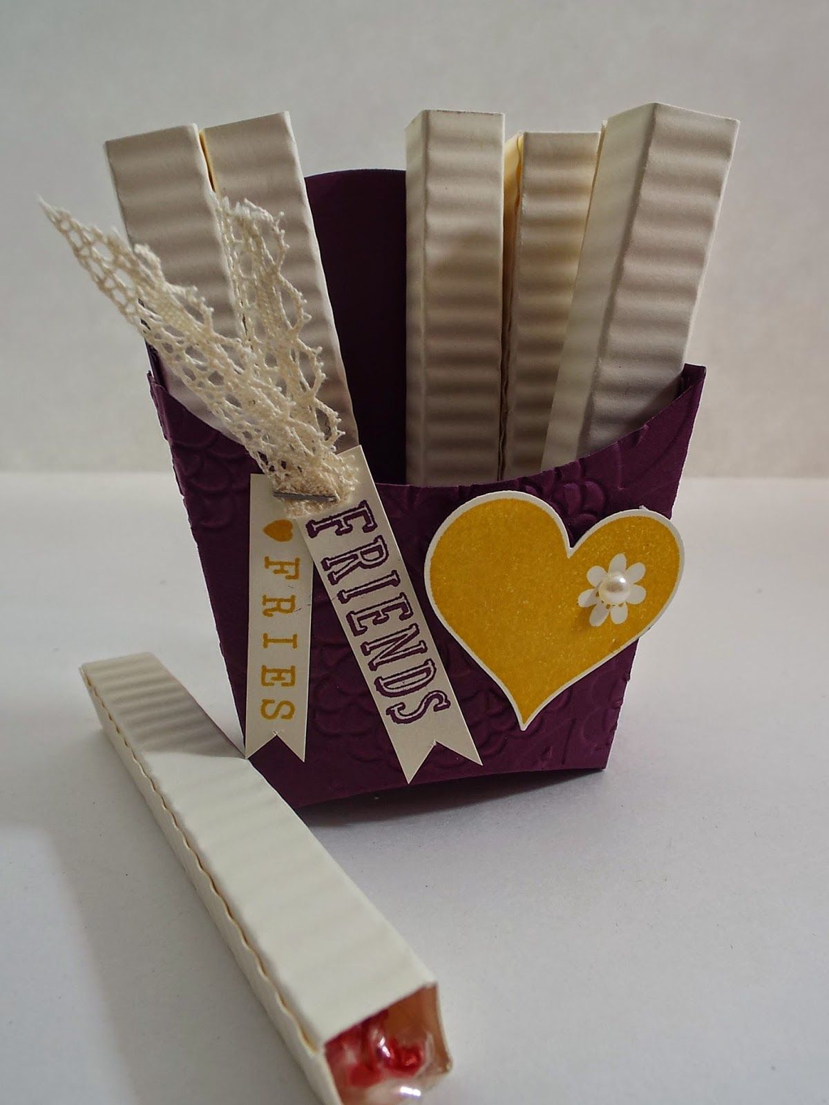 Unique Ink: Stampin UP! Fry Box (smarties candies in the french fries)