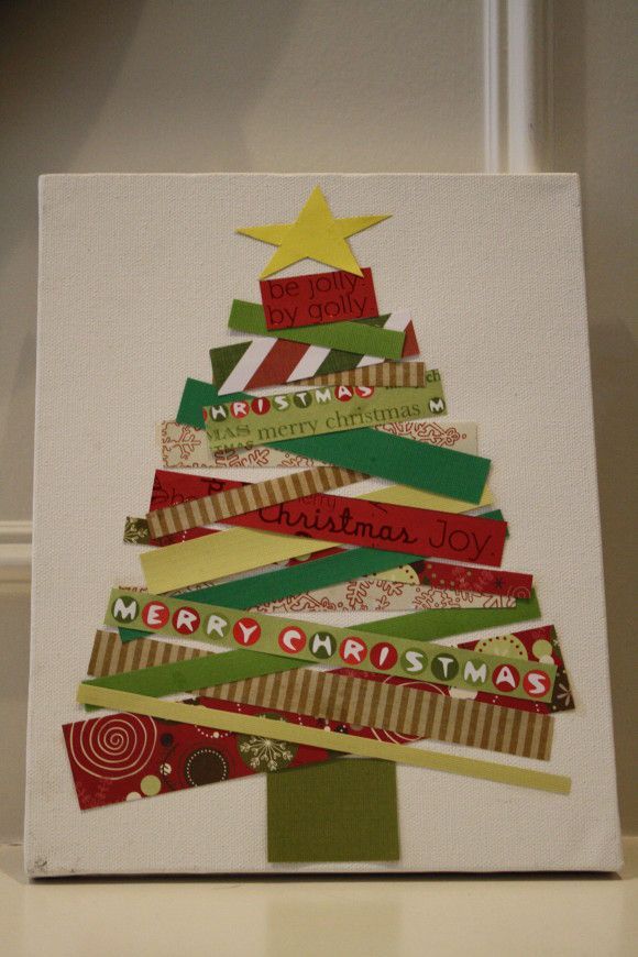 Use pieces of old Christmas cards, fabric swatches, or scrapbook paper to make this cute tree!