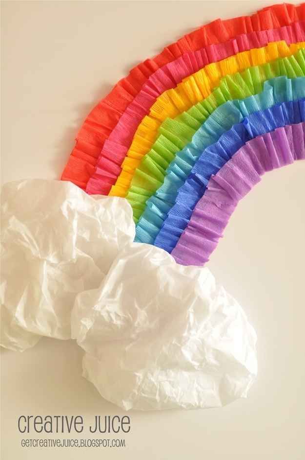 Use streamers and tissue paper to create a rainbow on the wall. | 36 Clever DIY Ways To Decorate Your Classroom