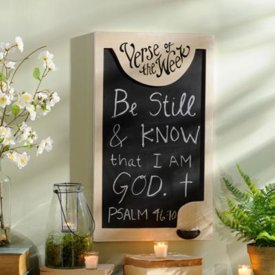 Verse of the Week Chalkboard | Kirklands.  Lnks2Src w/ Pinit Button.  Great for families at home, or church Sunday School rooms or