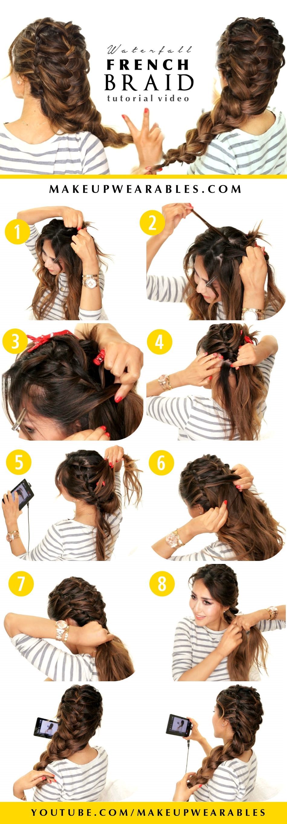 Waterfall French Braid Hairstyle |  Hairstyles for Long Medium Hair