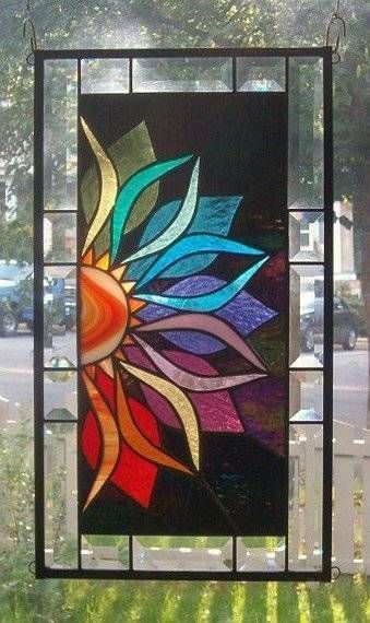 With Vivid Intensity Stained Glass Window Panel – i like the contrast here, could build sthg w that idea
