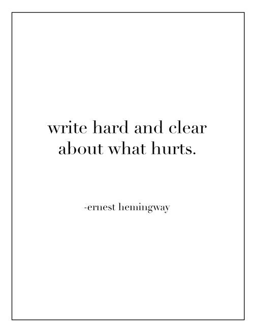 “Write hard and clear about what hurts” (links to a vulnerable blog post on depression)