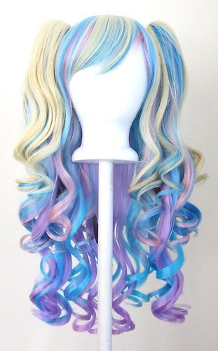 20 Gothic Lolita Wig 2 Pig Tails Set Pastel Rainbow Mix Blend Cosplay New | eBay