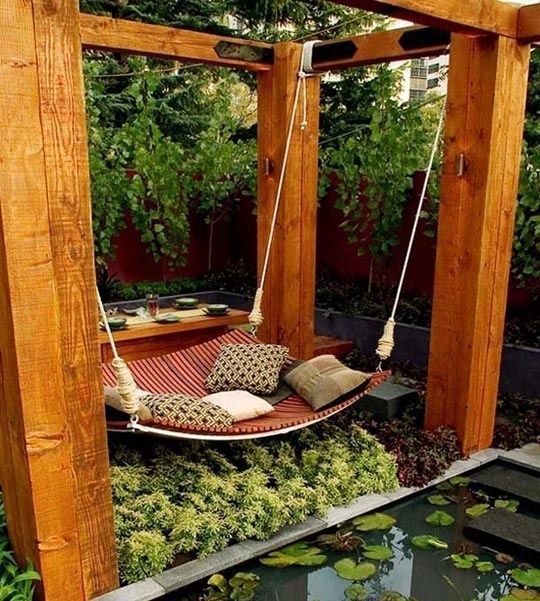 30 DIY Ways To Make Your Backyard Awesome This Summer, Build a giant hammock swing