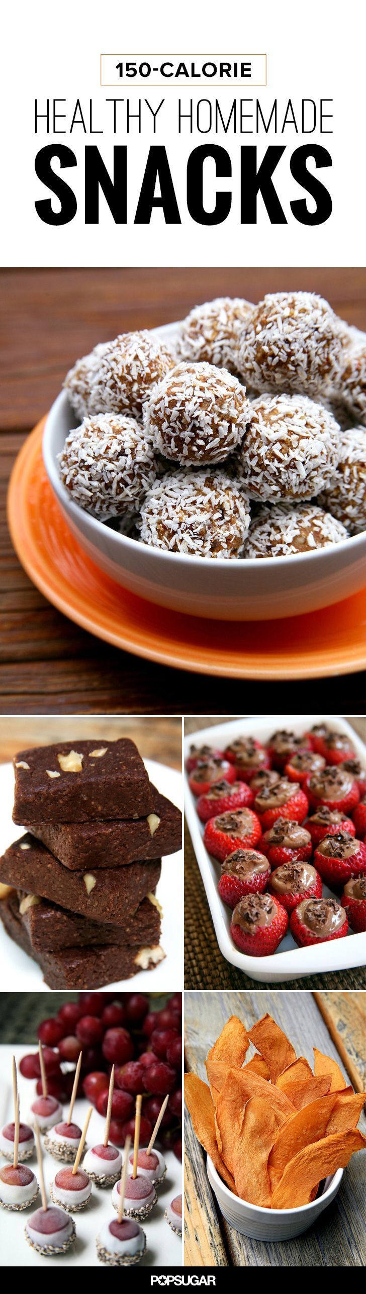 45 Snacks to Satisfy Hunger, All Under 150 Calories! Dark Chocolate Almond Coconut bites look delicious!