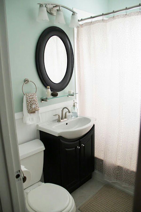55 Cozy Small Bathroom Ideas… cute bathroom, would use an earthtone color instead, though.
