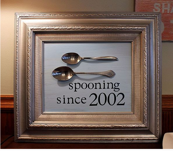 A couple spoons and a frame are all you need to make your life partner laugh on your anniversary. | 23 Silly DIY Projects That