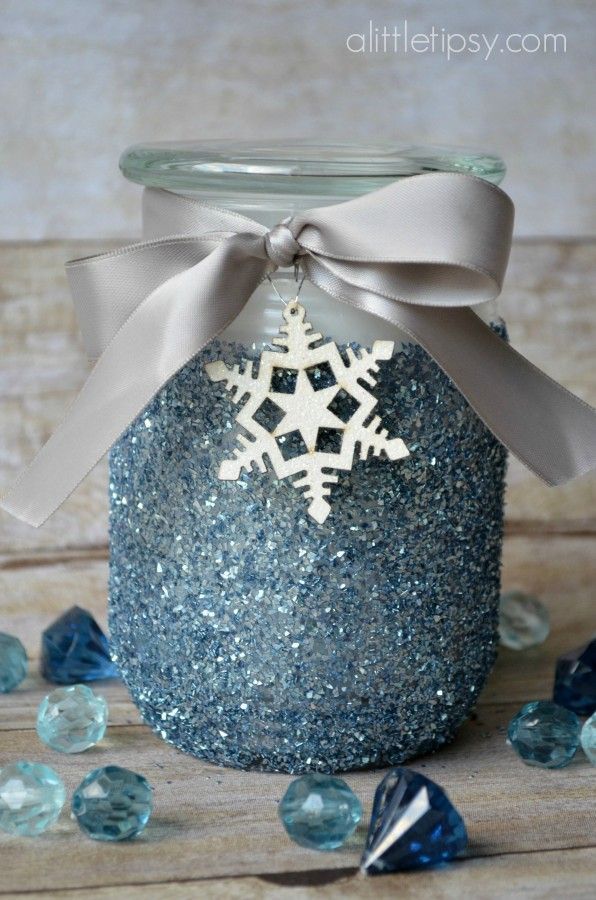 A winter spin on a classic glitter candle to gift to teachers or neighbors. Tag with “Being in your class is snow much fun!”
