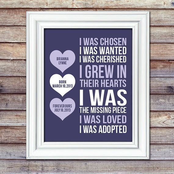Adoption Print With Details  I Was Chosen by AugustBloomDesigns, $13.95  Adoption Gift