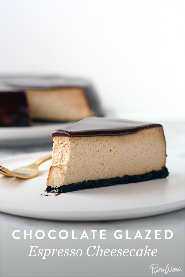 Chocolate Glazed Espresso Cheesecake via @PureWow