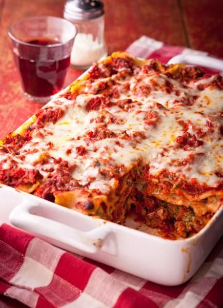 Classic Lasagna: Rich meaty sauce and creamy cheese layers. Always a favorite!