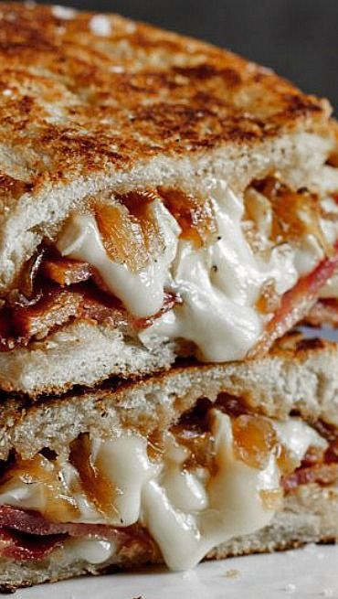 Crispy Bacon & Brie Grilled Cheese Sandwich with Caramelised Onions