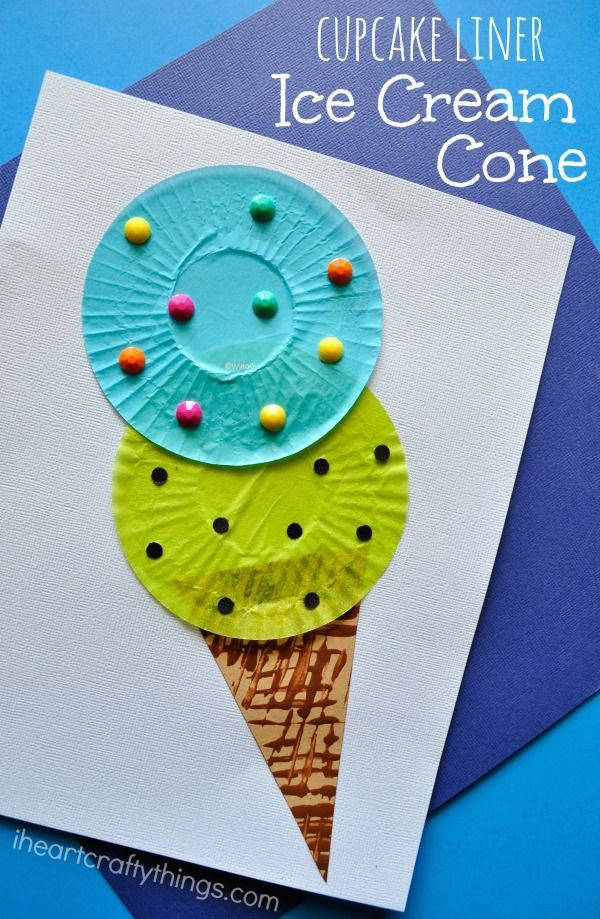 Cupcake Liner Ice Cream Cone Kids Craft. Fun summer craft for kids. Let them design their own ice cream flavors.