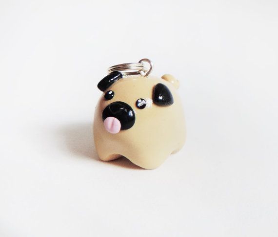 Cute Fat Pet Pug Dog Necklace Polymer Clay von MadAristocrat, $18.00