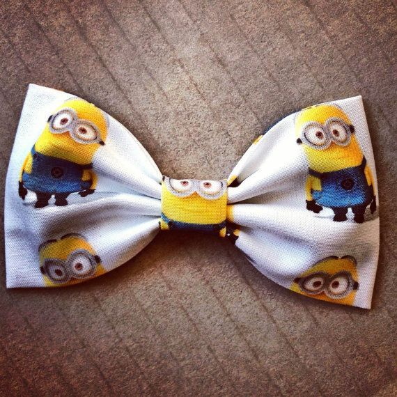 Despicable Me Minion print handmade fabric bow by Bowliciousdivas, $6.00  I HATE BOW TIES  but this is soo cute