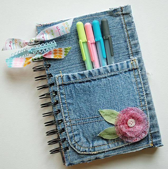 Diy back to school : DIY Denim covered notepad tutorial~ great for a Journal, art notebook, or back to school