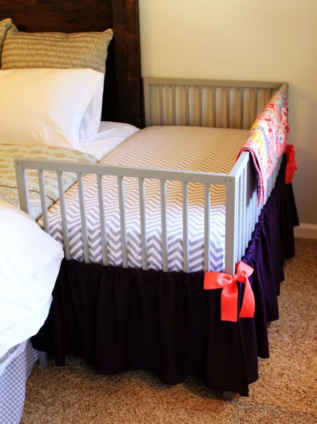 DIY Co-sleeper made from a $69.99 IKEA crib! I actually really like this one and it would last a LOT longer than those teeny tiny
