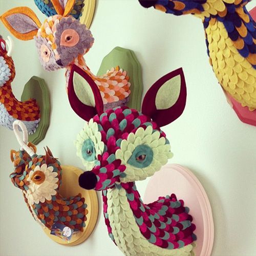 DIY craft  – love it! Jordan Elise – Horrible Adorables. Look like wall mounted animals.