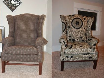 DIY Reupholstered Chair- another pinner says: The girl who did this one didnt have experience and it turned out great! also her
